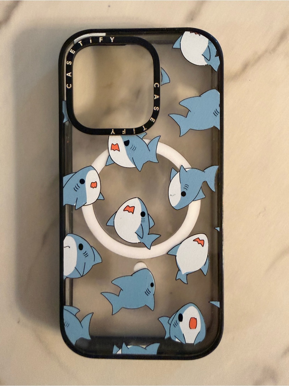 Casetify Blue and White Shark Ring Grip Phone Case